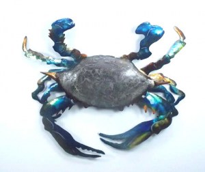 JMA-003    Blue Crab  Dark Textured Body  Metalic 18 x 16 x 1